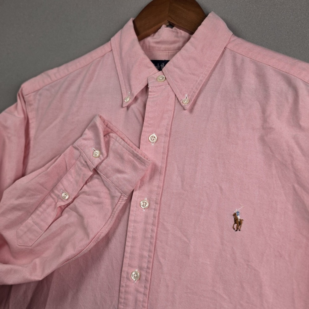 Ralph Lauren Men 16-33 Pink Classic Fit Cotton Oxford Button Down Shirt Pony VTG